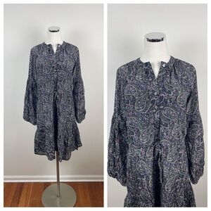 Elizabeth James The Label Black Purple Yellow Paisley Dress New Women Small